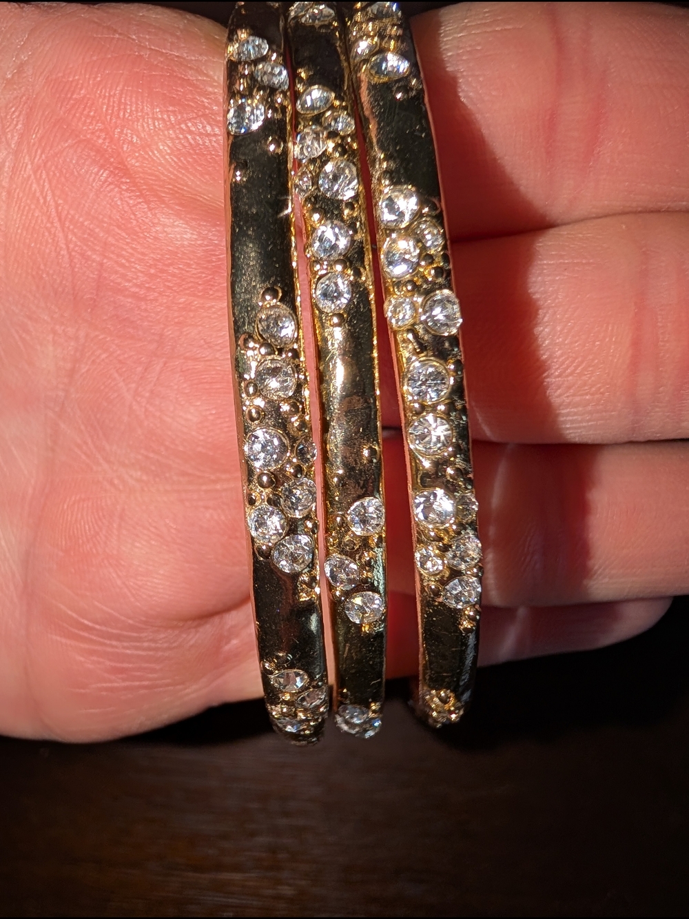 Gold Crystal Accent Bangle Bracelets - Women Jewelry - Picture 2 of 2